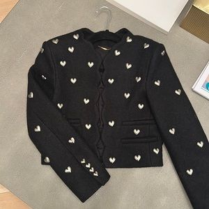 Cropped jacket with 3D heart studs